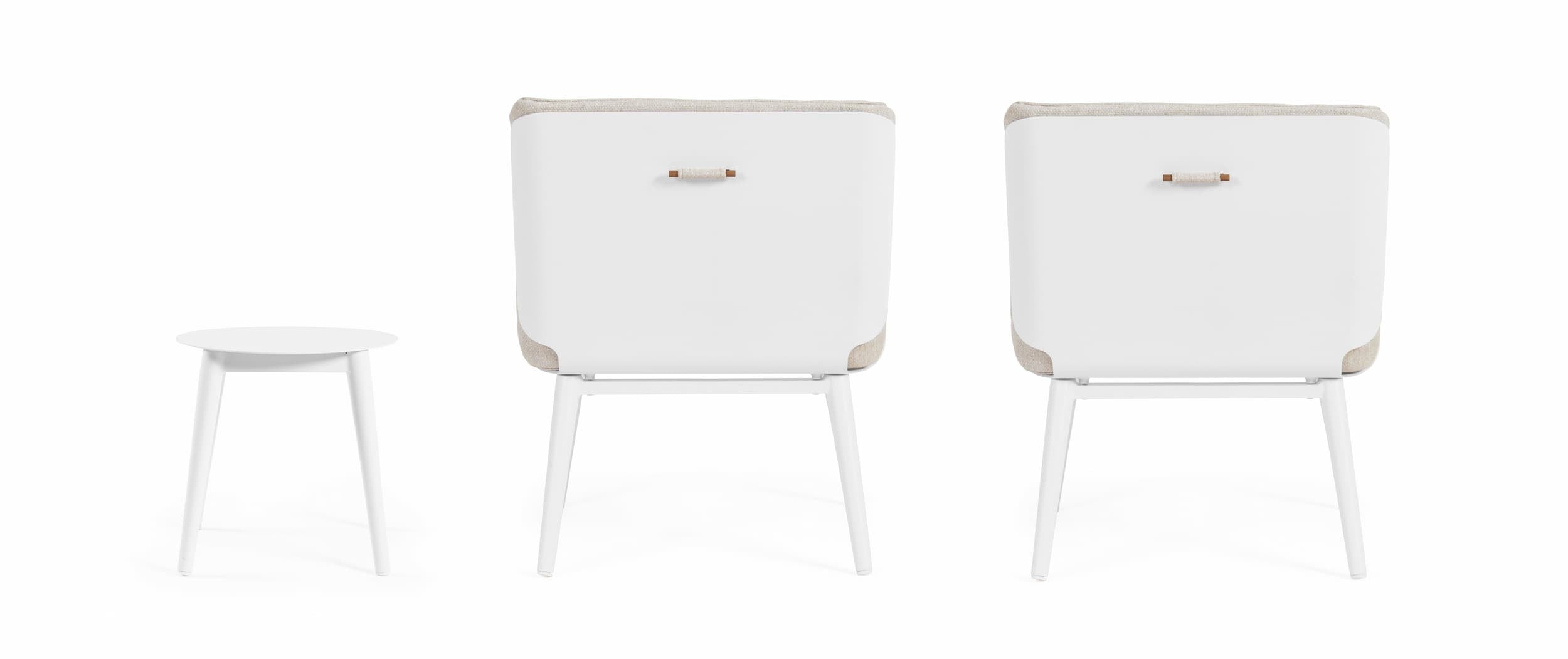 Set mobilier pentru gradina / terasa, Isabela Bej / Alb, 2 fotolii + masa de cafea (5)