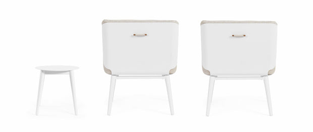 Set mobilier pentru gradina / terasa, Isabela Bej / Alb, 2 fotolii + masa de cafea (5)
