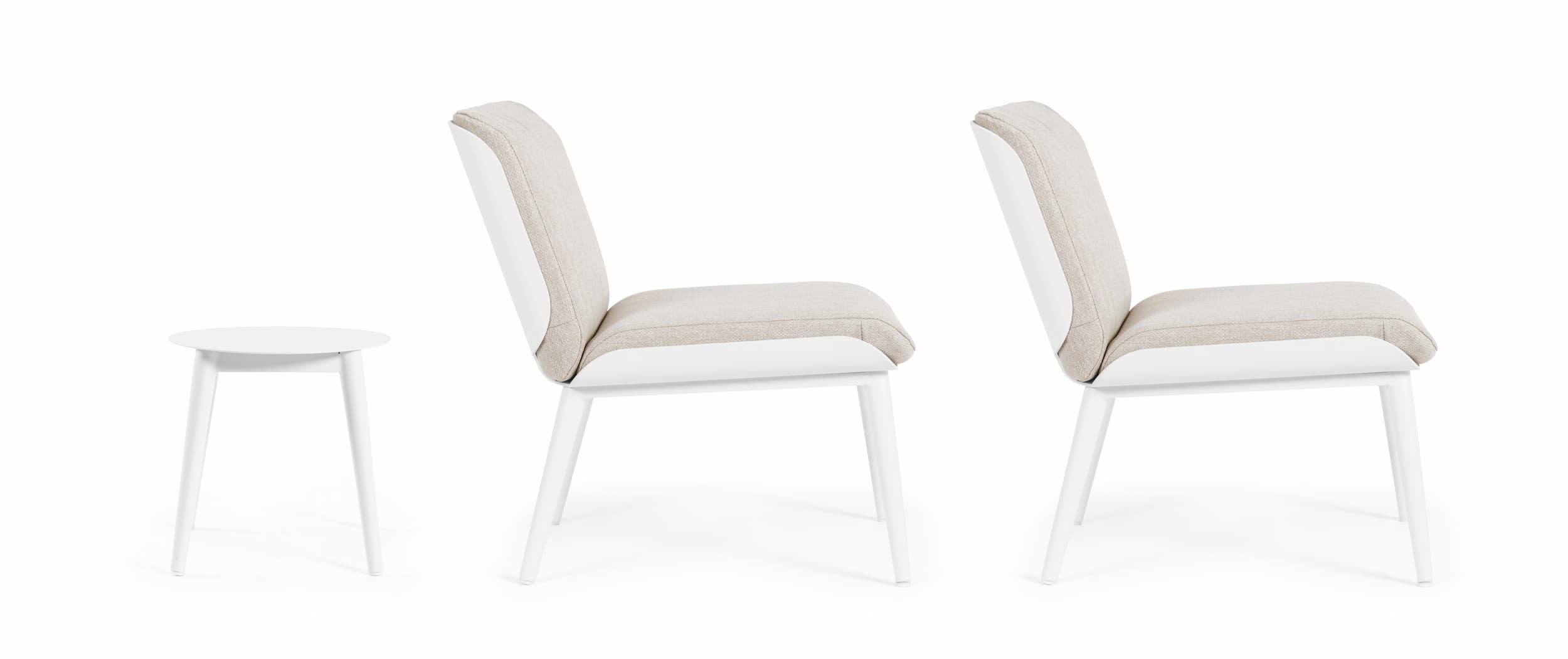 Set mobilier pentru gradina / terasa, Isabela Bej / Alb, 2 fotolii + masa de cafea (6)