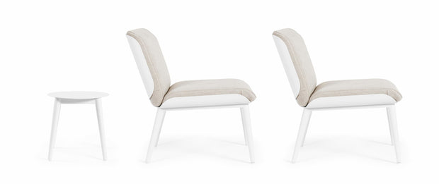 Set mobilier pentru gradina / terasa, Isabela Bej / Alb, 2 fotolii + masa de cafea (6)