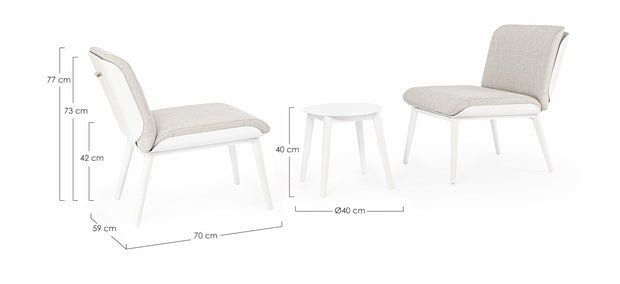 Set mobilier pentru gradina / terasa, Isabela Bej / Alb, 2 fotolii + masa de cafea (11)