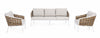 Set mobilier pentru gradina / terasa, Maribela Alb / Natural, canapea 3 locuri + 2 fotolii (3)