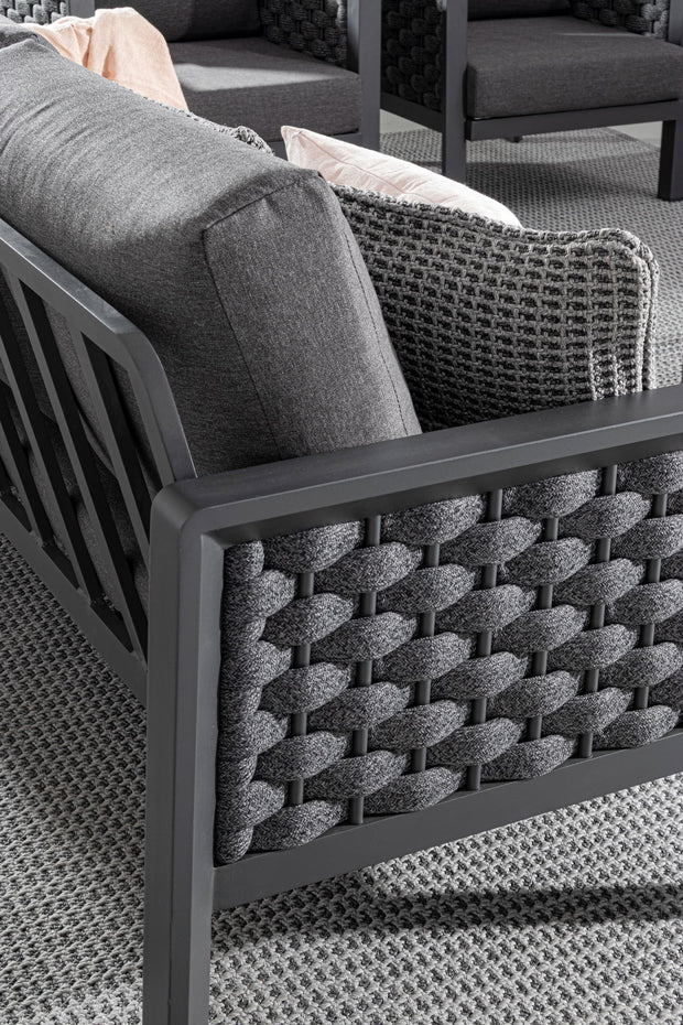 Set mobilier pentru gradina / terasa, Otavio Antracit, 2 fotolii + canapea 3 locuri + masa de cafea (3)