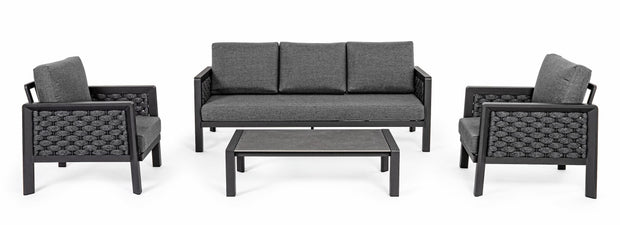 Set mobilier pentru gradina / terasa, Otavio Antracit, 2 fotolii + canapea 3 locuri + masa de cafea (4)