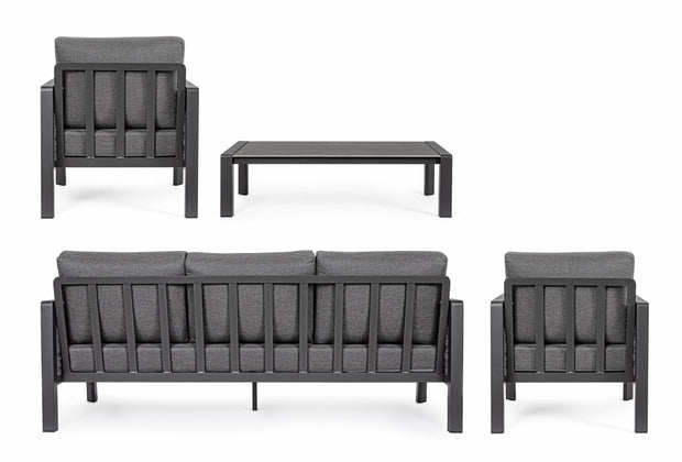 Set mobilier pentru gradina / terasa, Otavio Antracit, 2 fotolii + canapea 3 locuri + masa de cafea (7)