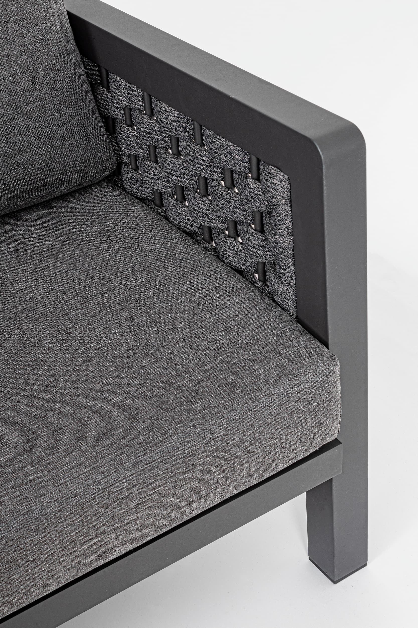 Set mobilier pentru gradina / terasa, Otavio Antracit, 2 fotolii + canapea 3 locuri + masa de cafea (10)