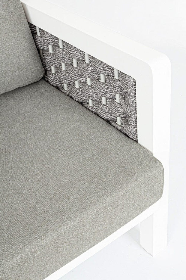 Set mobilier pentru gradina / terasa, Otavio Gri / Alb, 2 fotolii + canapea 3 locuri + masa de cafea (11)