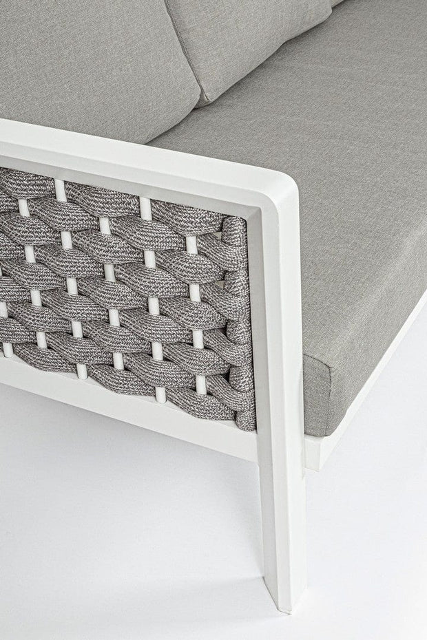 Set mobilier pentru gradina / terasa, Otavio Gri / Alb, 2 fotolii + canapea 3 locuri + masa de cafea (12)