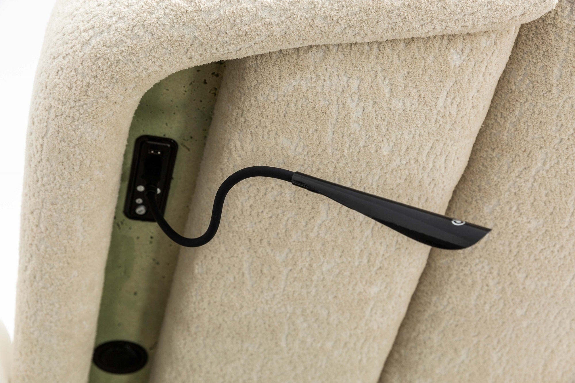 Candess Set Pat si banca tapitate cu stofa, LED inclus, cu pat 200 x 180 cm, Da Vinci Crem / Grej