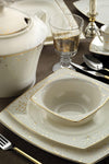 Asir Set vesela din ceramica, Benamir Auriu / Alb, 68 piese