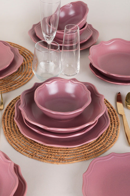 Asir Set vesela din ceramica, Romeo Mat Violet, 24 piese