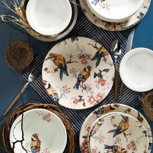 Set vesela din nano portelan, Parrots Multicolor, 24 piese