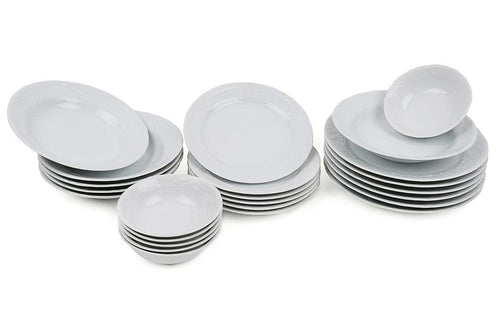 Asir Set vesela din portelan, Anniki Dinner Alb, 24 piese