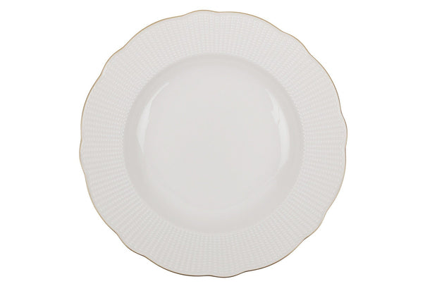 Set vesela din portelan, Benoly Alb / Auriu, 18 piese (2)