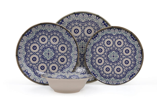 Asir Set vesela din portelan, Blue Mandala Multicolor, 24 piese