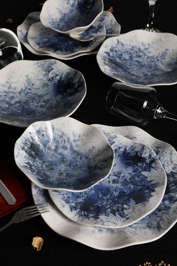 Set vesela din portelan, Bluelise Alb / Albastru, 24 piese (1)