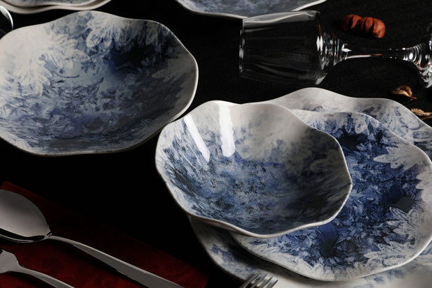 Asir Set vesela din portelan, Bluelise Alb / Albastru, 24 piese