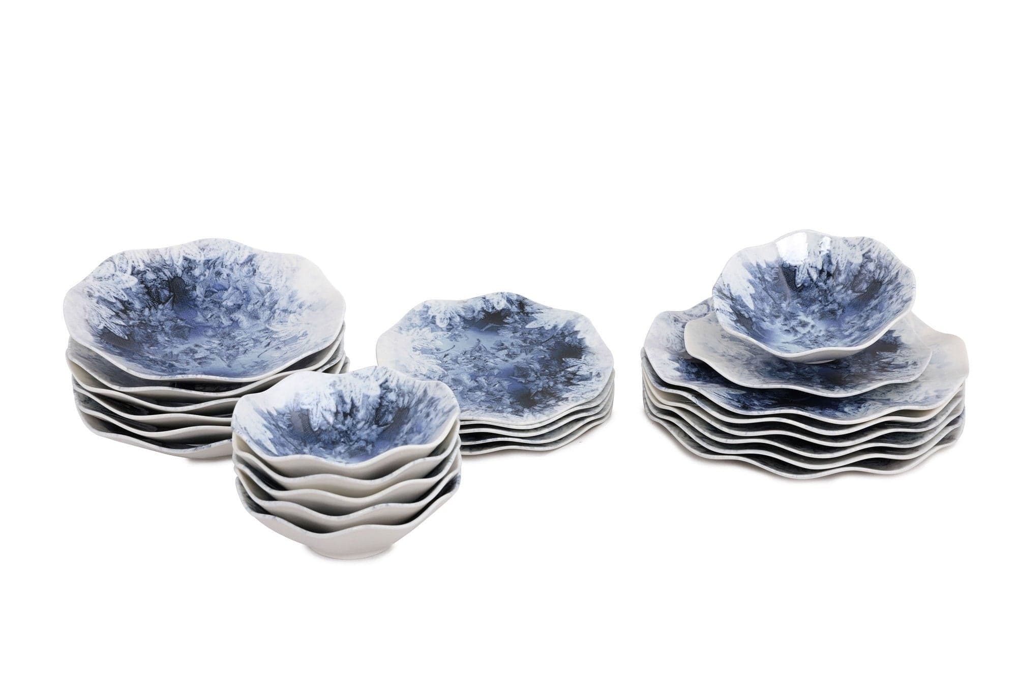 Asir Set vesela din portelan, Bluelise Alb / Albastru, 24 piese