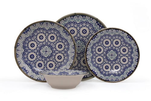 Set vesela din portelan, Bluesys Multicolor, 24 piese