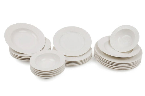 Asir Set vesela din portelan, Brooks Dinner Alb, 24 piese