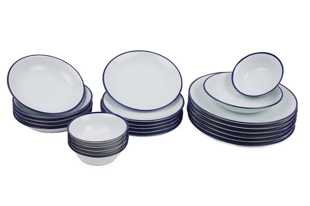Asir Set vesela din portelan, Cary Alb / Albastru, 24 piese