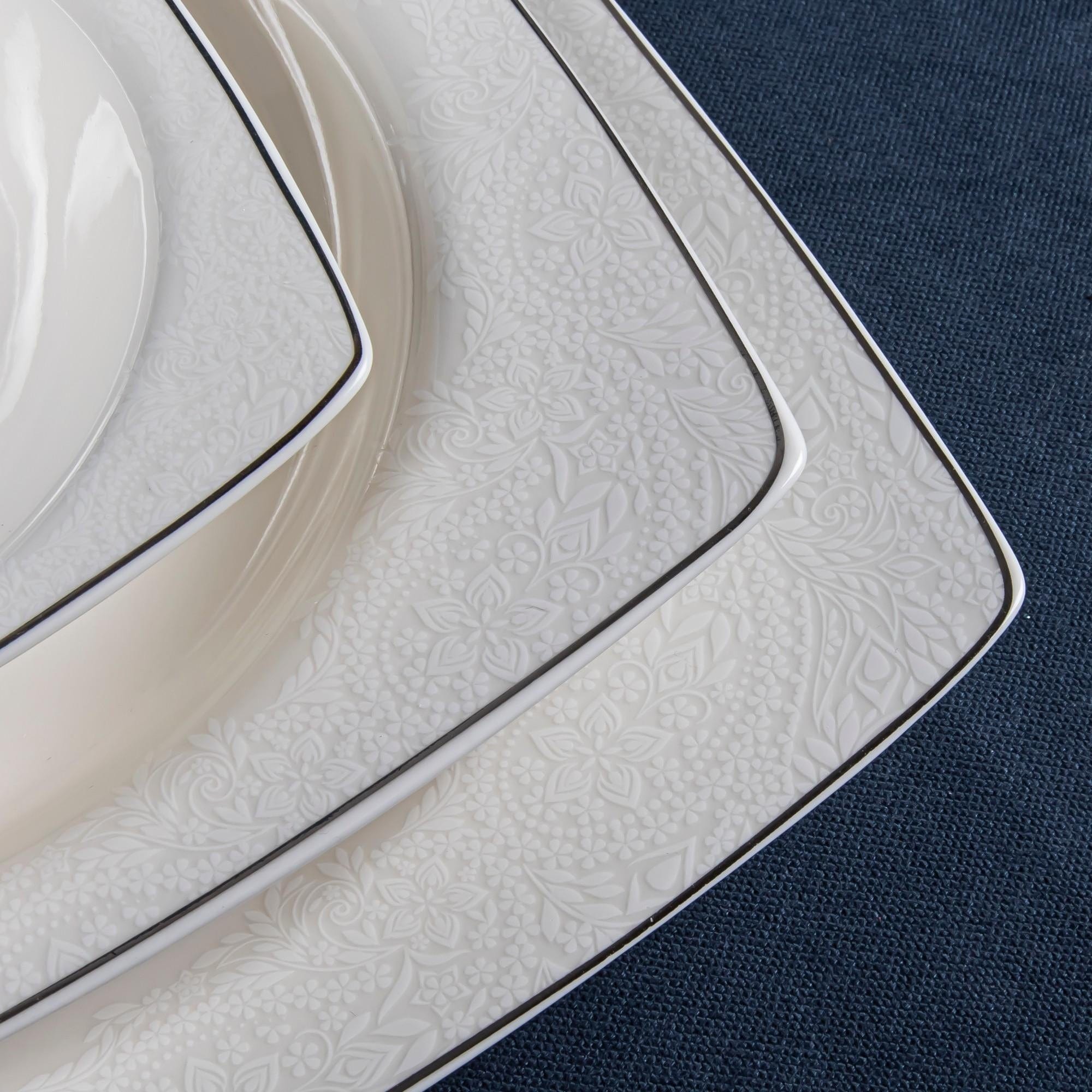 Asir Set vesela din portelan, Danielle Dinner Alb / Argintiu, 85 piese