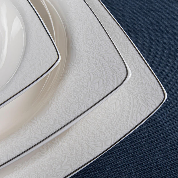 Asir Set vesela din portelan, Danielle Dinner Alb / Argintiu, 85 piese