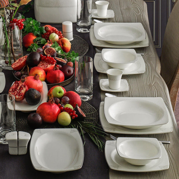 Set vesela din portelan, Danita Dinner Alb / Gri, 85 piese (3)