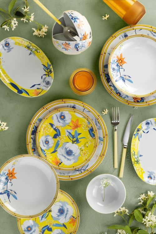 Set vesela din portelan, Flora Multicolor, 50 piese