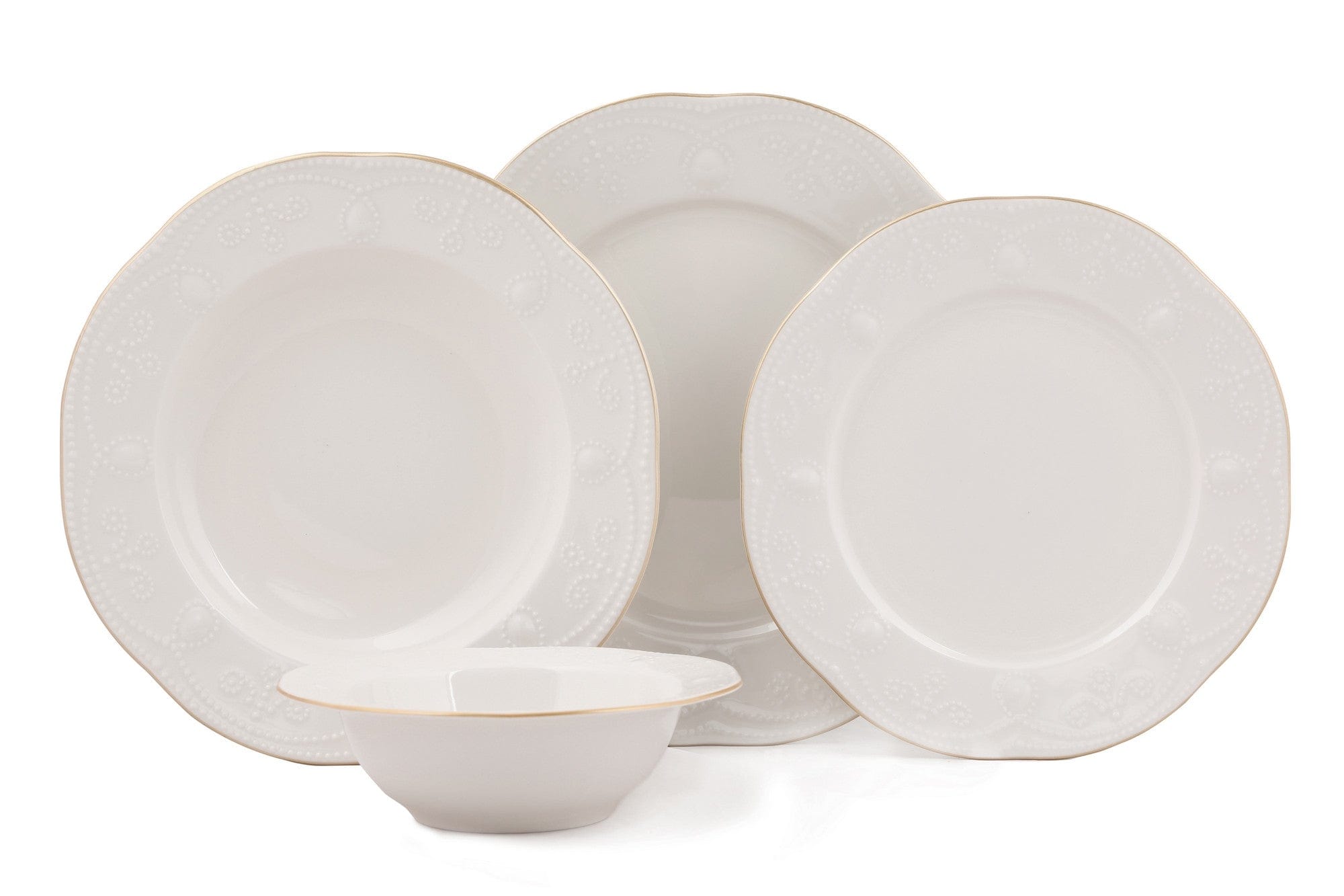 Asir Set vesela din portelan, Fly Round Crem / Auriu, 24 piese