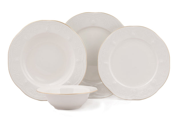 Asir Set vesela din portelan, Fly Round Crem / Auriu, 24 piese