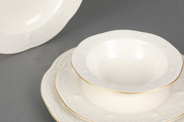 Asir Set vesela din portelan, Fly Round Crem / Auriu, 24 piese
