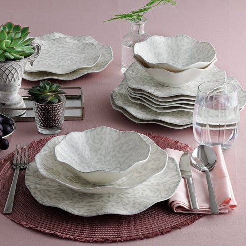 Asir Set vesela din portelan, Gaby Nes Gri / Alb, 24 piese