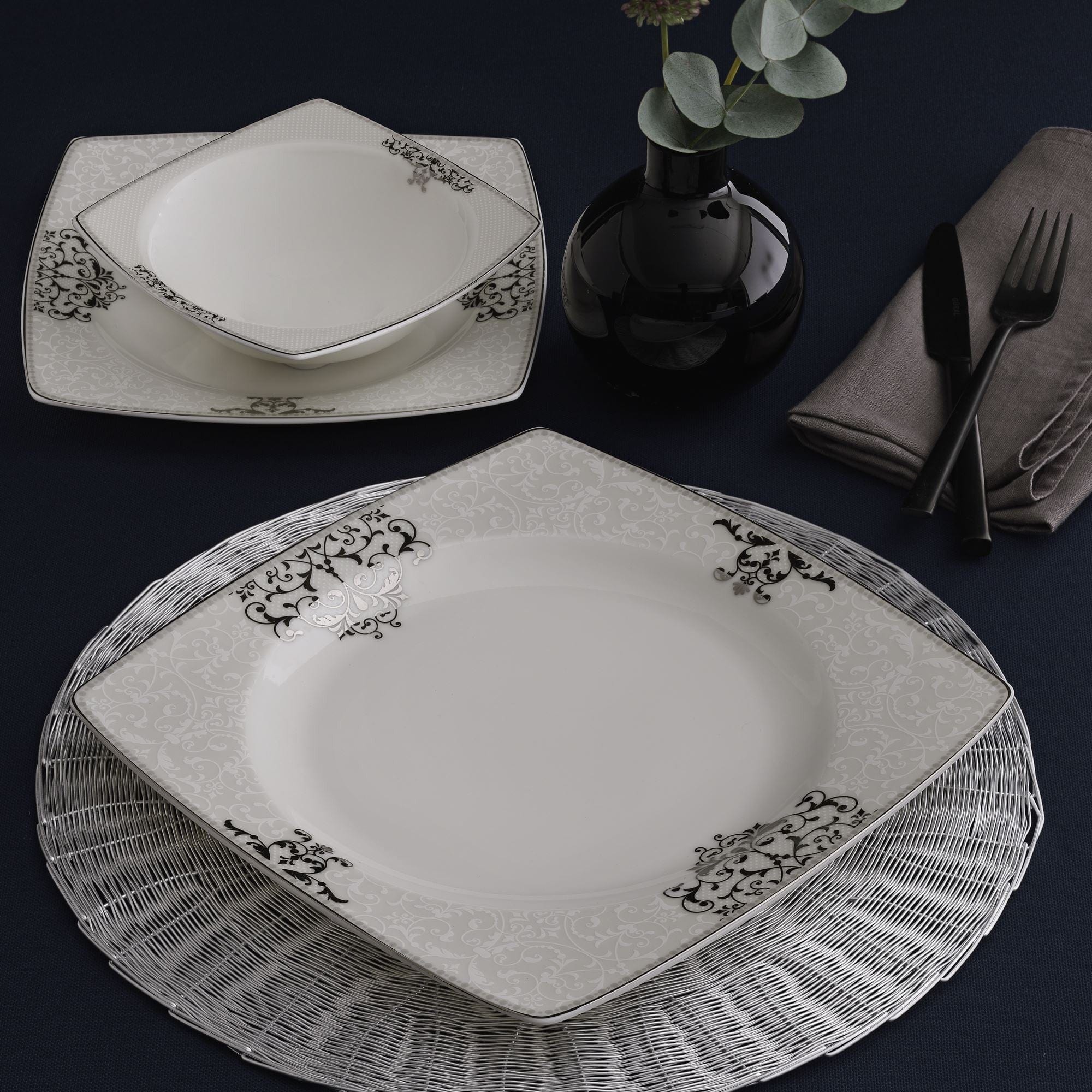 Set vesela din portelan, Gaston Multicolor, 85 piese (1)