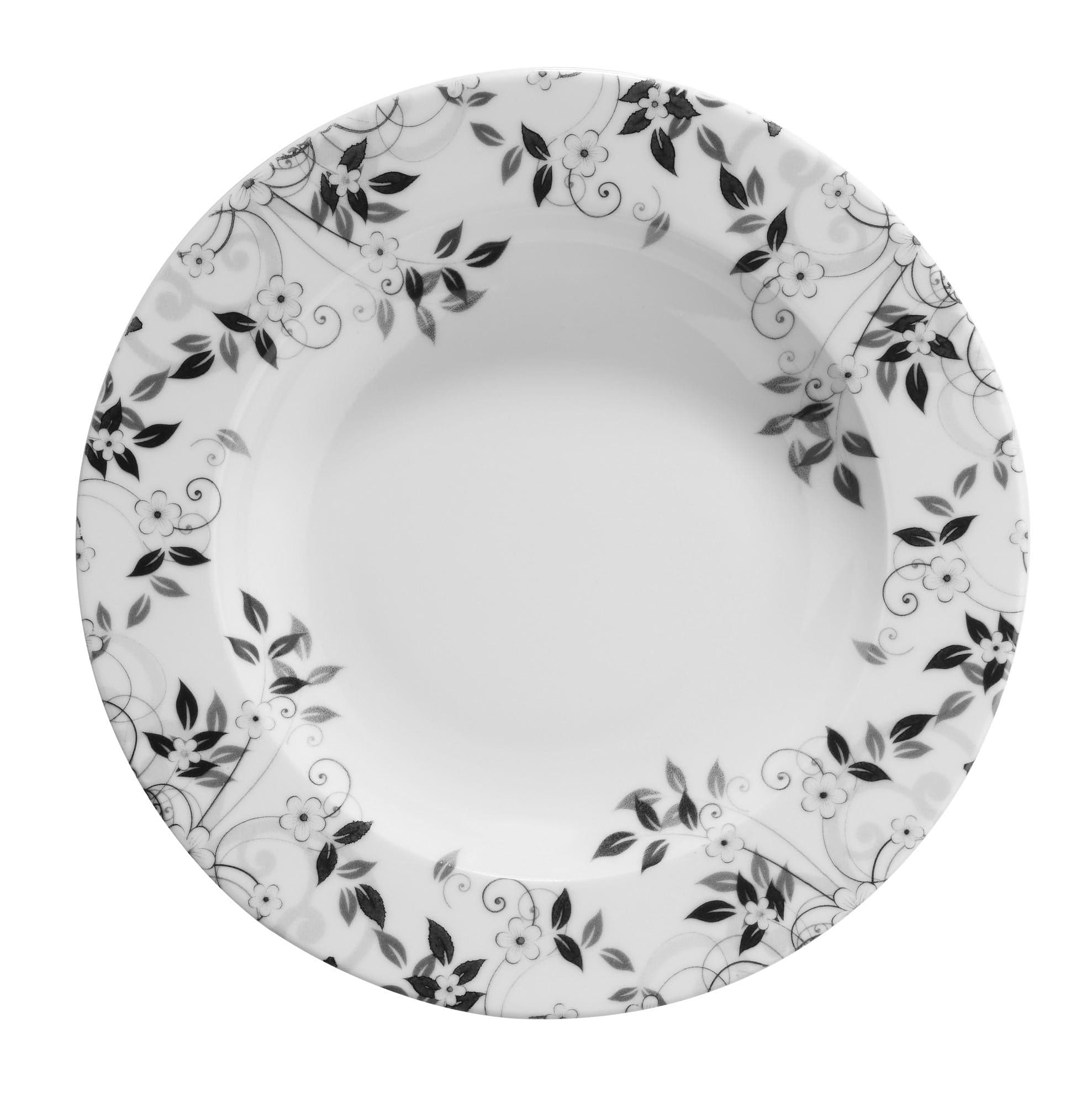 Asir Set vesela din portelan, Janey Dinner Alb / Gri, 24 piese