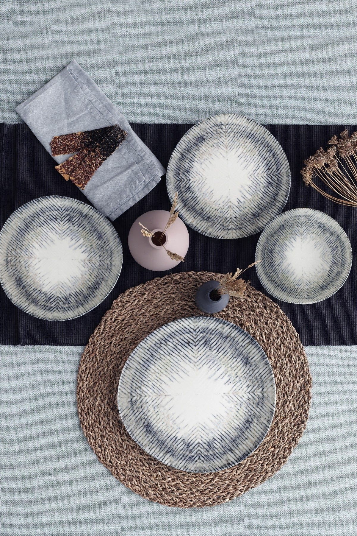 Asir Set vesela din portelan, Line Dinner Multicolor, 24 piese