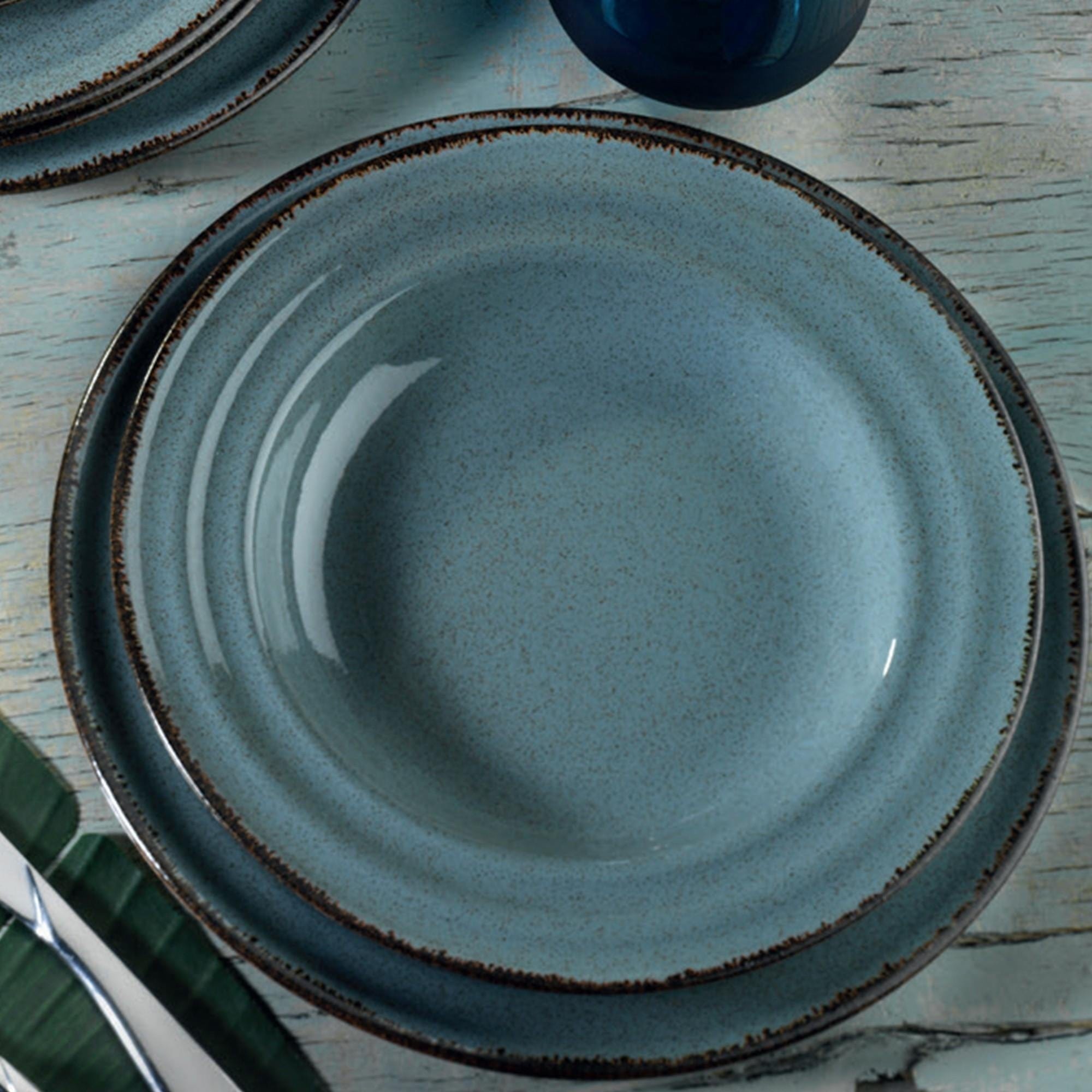 Asir Set vesela din portelan, Mariel Dinner Albastru, 24 piese