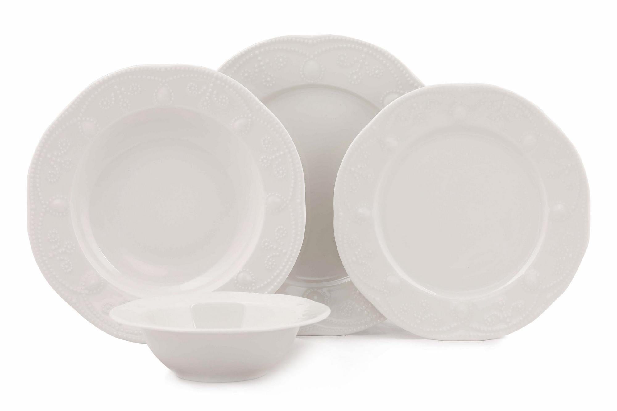 Asir Set vesela din portelan, Peta Dinner Crem, 24 piese