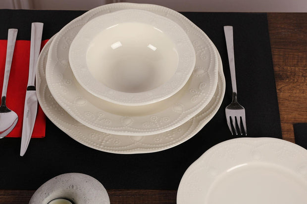 Asir Set vesela din portelan, Peta Dinner Crem, 24 piese