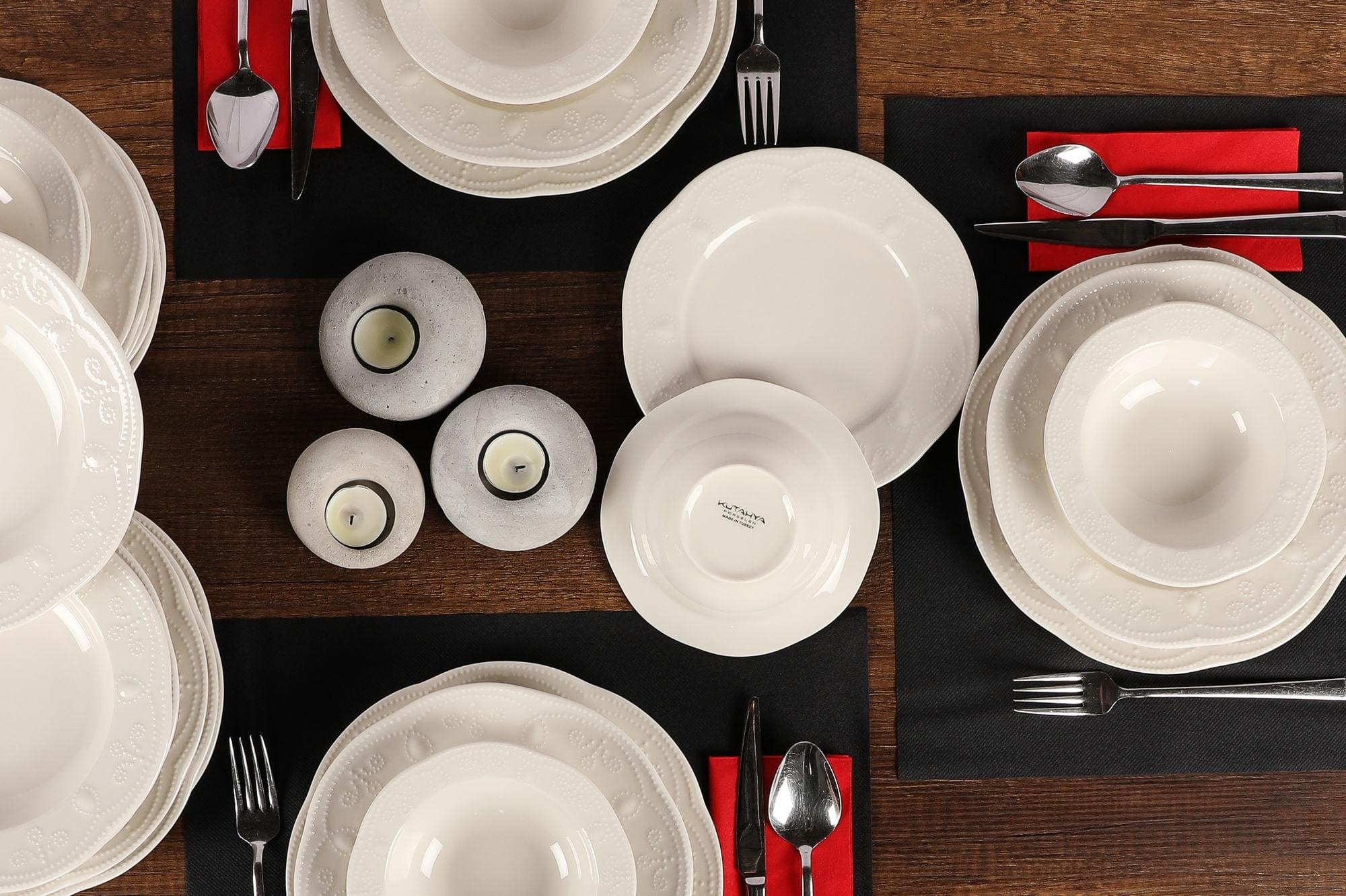 Asir Set vesela din portelan, Peta Dinner Crem, 24 piese