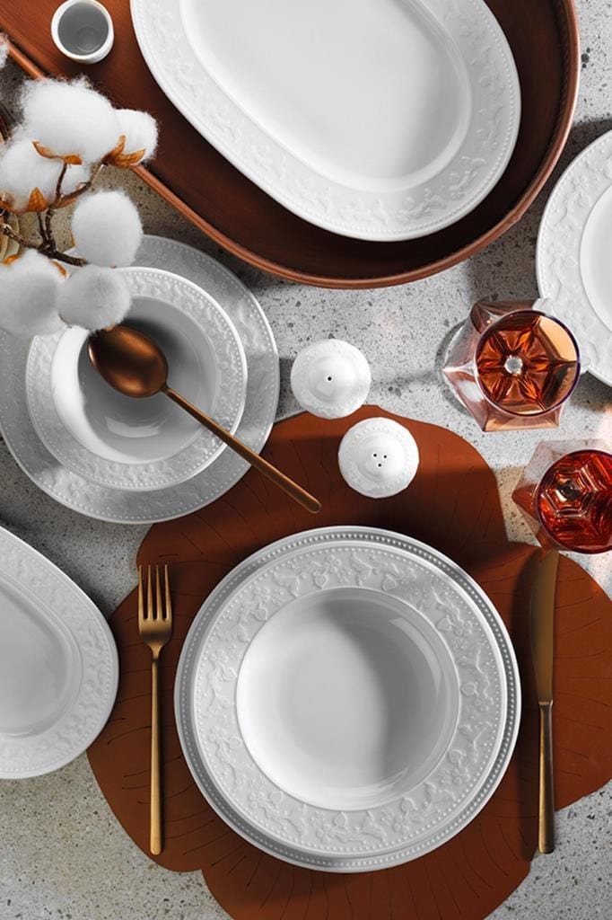 Asir Set vesela din portelan, Sava Alb, 54 piese