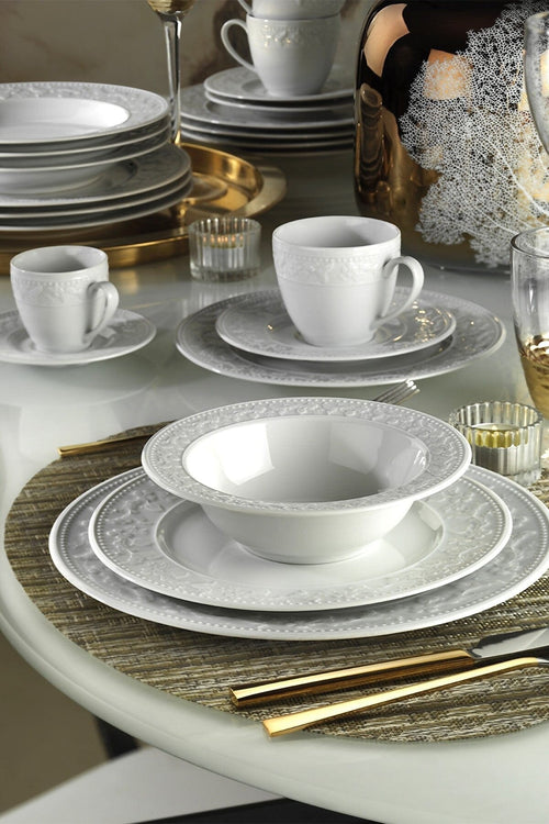 Asir Set vesela din portelan, Sava Alb, 78 piese