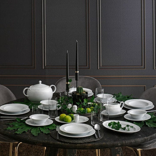 Asir Set vesela din portelan, Scarlett Dinner Alb / Gri, 84 piese