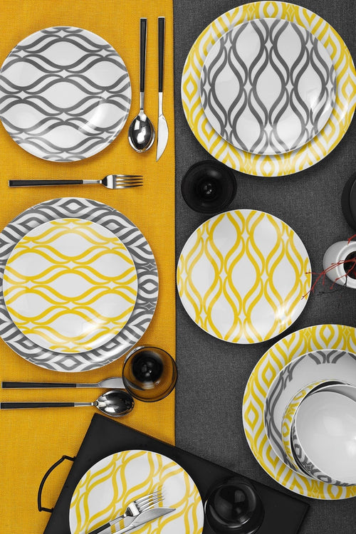 Set vesela din portelan, Zenga Multicolor, 24 piese