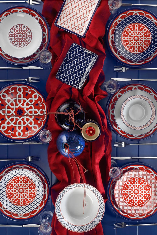 Asir Set vesela din portelan, Zenga Multicolor, 30 piese