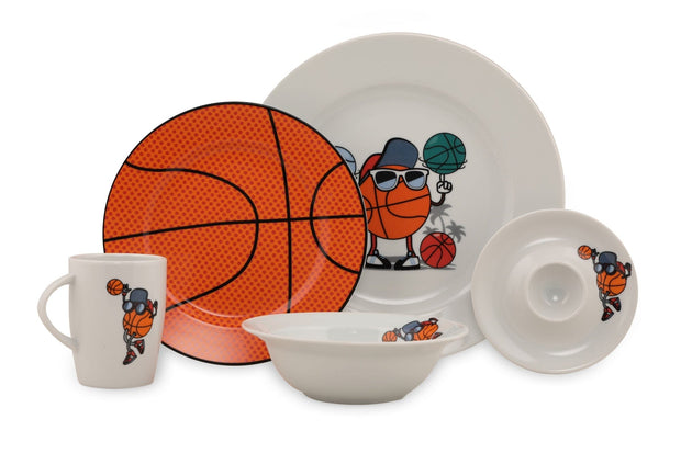 Asir Set vesela pentru copii, din portelan, Basketball Multicolor, 5 piese