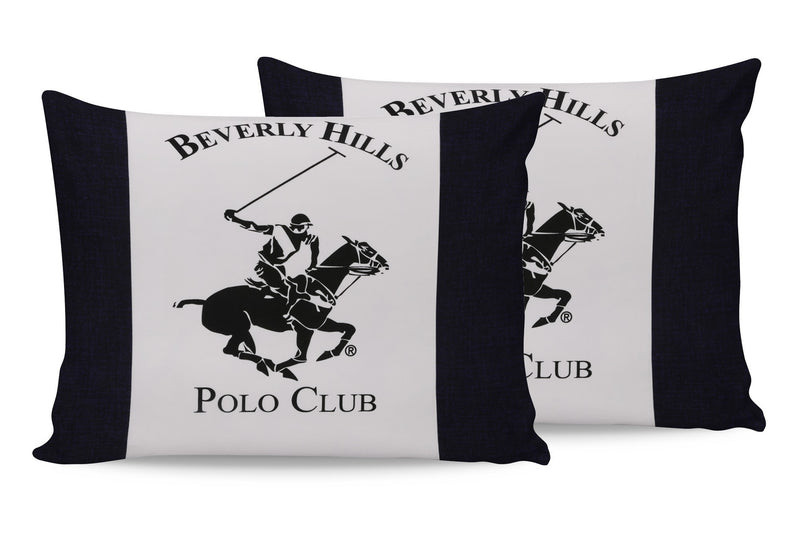 Set 2 fete perna din bumbac, Beverly Hills Polo Club BHPC 027 Crem / Alb, 50 x 70 cm
