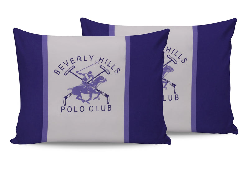 Set 2 fete perna din bumbac, Beverly Hills Polo Club BHPC 029 Lila / Alb, 50 x 70 cm