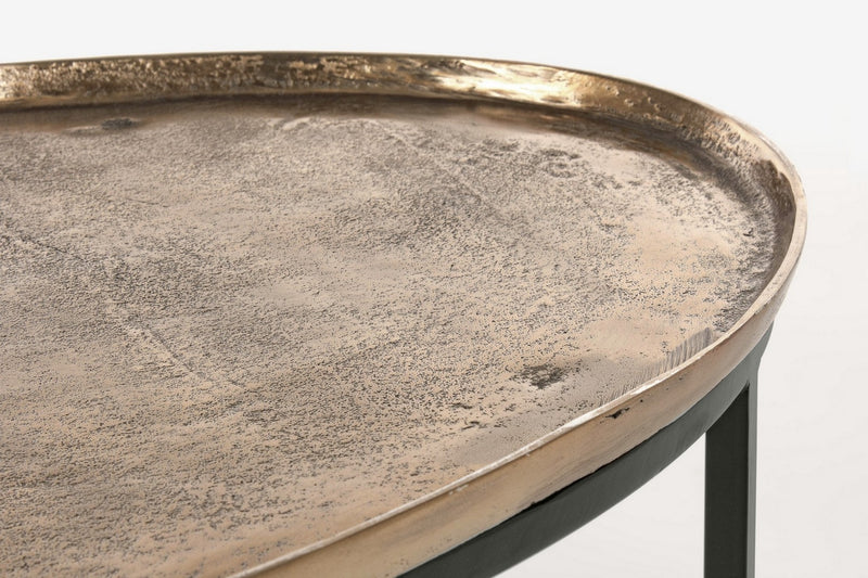 Set 2 mese de cafea din metal Amira Antique Oval Argintiu / Auriu, L97xl59xH41 / L85xl49xH36 cm (4)