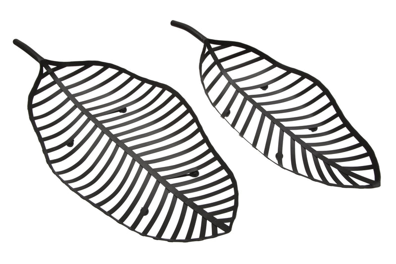 Set 2 platouri decorative metalice Leaf Couple Negru, L61xl25xH7,5 / L55xl20xH7,5 cm (4)
